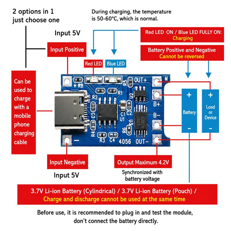 Módulo Cargador de Batería de  - Tp4056 Module reseña y precio