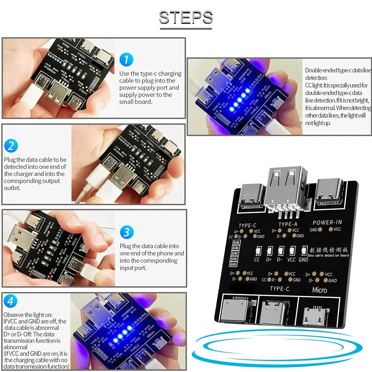 1-3 unidades de placa de detec - Micro Usb Cable reseña y precio