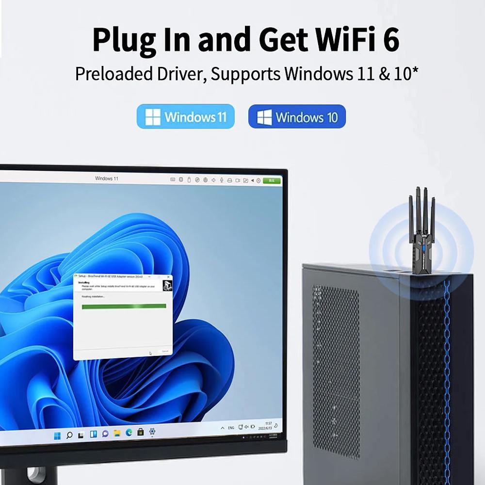 Adaptador USB WiFi 6 de 1800Mb - Antenna 2.4Ghz reseña y precio